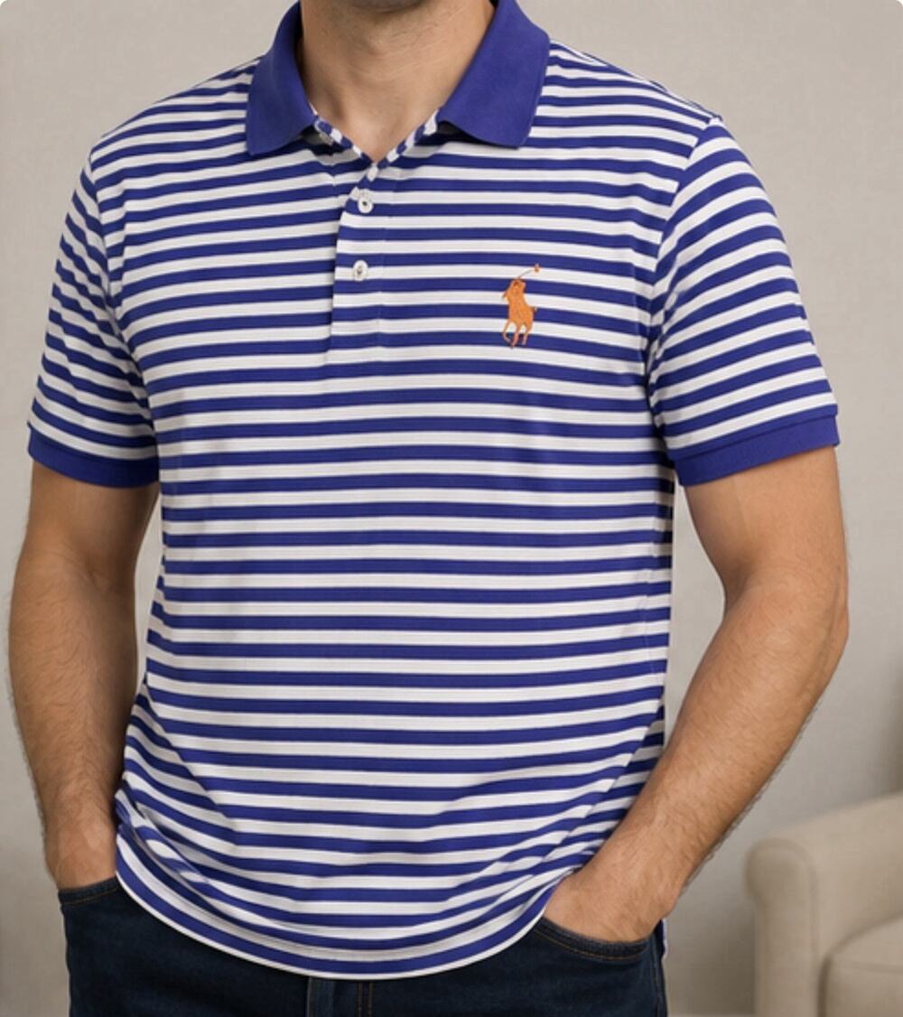 Polo Golf Ralph Lauren Men’s XXL Pro Fit Blue White Stripe Golf Polo Shirt